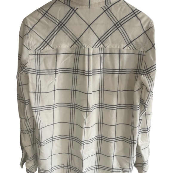 Athleta Womens Soft Button Up White Blue Plaid Shirt Size Medium - Picture 3 of 9